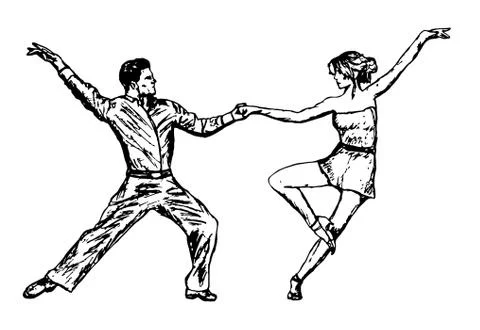 Dancing couple of people Ilustração Stock