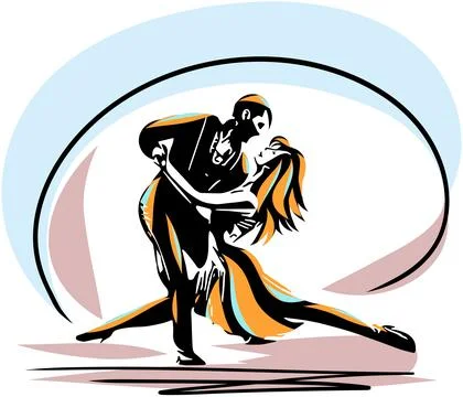 Dancing couple perfect for dance studios, event posters, or music festivals. Stock Illustration