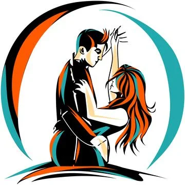 Dancing couple perfect for dance studios, event posters, or music festivals. Stock Illustration