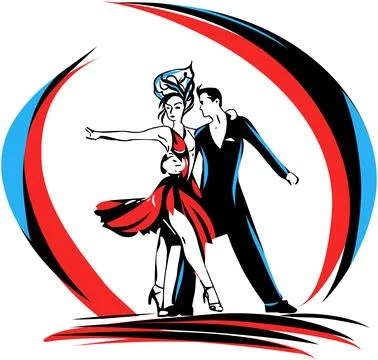 Dancing couple perfect for dance studios, event posters, or music festivals. Stock Illustration
