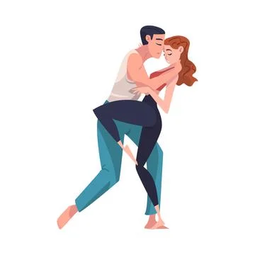 Dancing Couple Performing Dance at Choreography Class Vector Illustration Stock Illustration