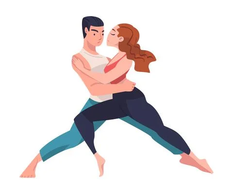 Dancing Couple Performing Dance at Choreography Class Vector Illustration Stock Illustration