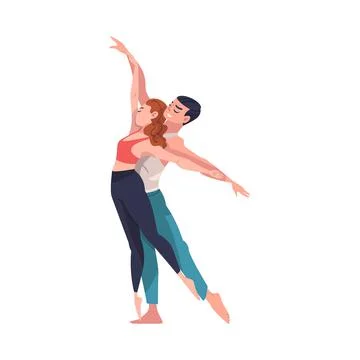 Dancing Couple Performing Dance at Choreography Class Vector Illustration Stock Illustration