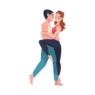 Dancing Couple Performing Dance at Choreography Class Vector Illustration Stock Illustration