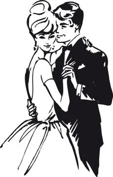 Dancing couple, Retro Vector Illustration Ilustração Stock