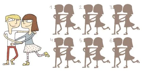 Dancing Couple Shadows Visual Game Stock Illustration