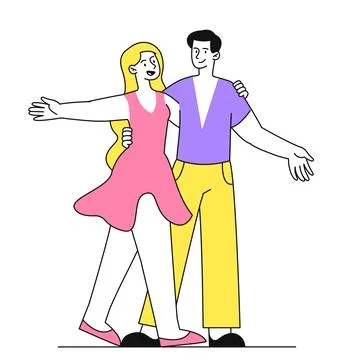 Dancing couple vector doodle concept Ilustração Stock