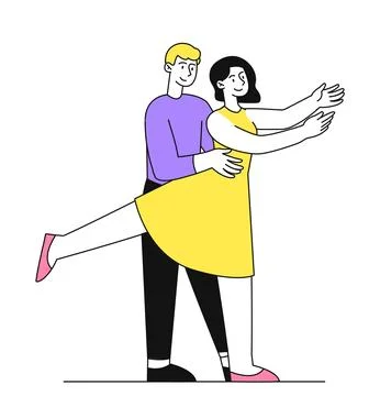 Dancing couple vector doodle concept Ilustração Stock