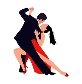 Dancing Couple Vector flat illustration on white. Stock Illustration