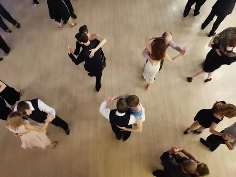 Dancing couples in close arms view from above Foto stock