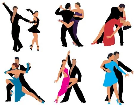 Dancing couples Stock Illustration