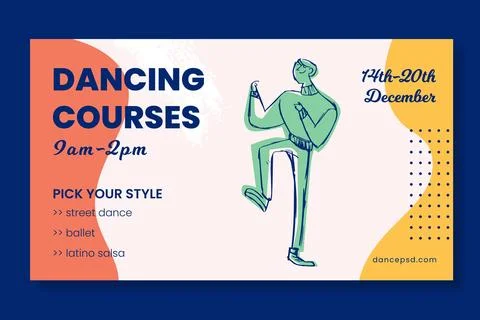 Dancing courses school banner template Illustrazione stock