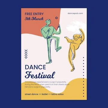 Dancing courses school poster print template Illustrazione stock