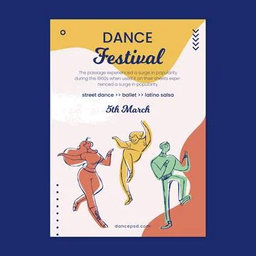 Dancing courses school poster template Illustrazione stock