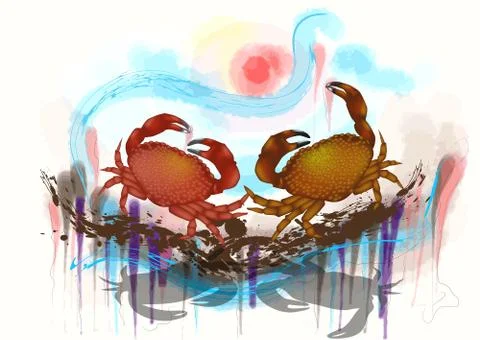 Dancing crabs Stock Illustration