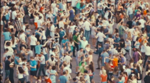 Dancing crowd of people in city center Stock Footage 59944268