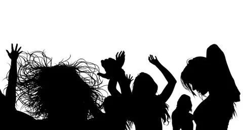 Dancing Crowd Silhouette Stock Illustration