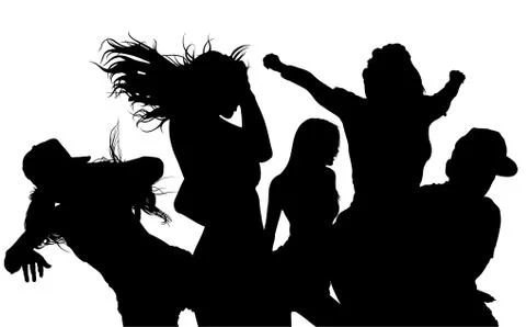 Dancing Crowd Silhouette Stock Illustration