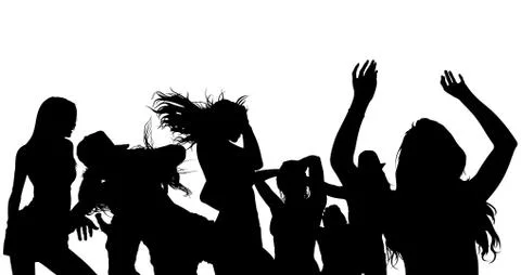 Dancing Crowd Silhouette Stock Illustration