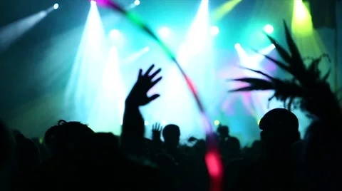 Dancing crowd in strobe lights during concert show Stock Footage 49678930