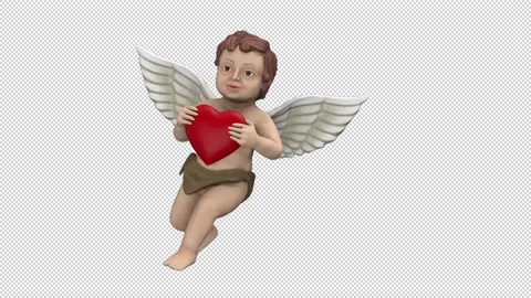 Dancing cupid with red heart - 3d render looped with alpha channel. Stock Footage 224092314