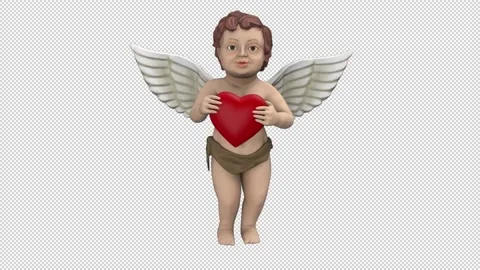 Dancing cupid with red heart - 3d render looped with alpha channel. Stock Footage 224092964