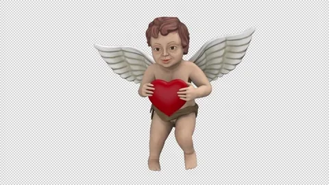 Dancing cupid with red heart - 3d render looped with alpha channel. Stock Footage 224093216