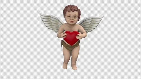 Dancing cupid with red heart - 3d render looped with alpha channel. Stock Footage 224093906