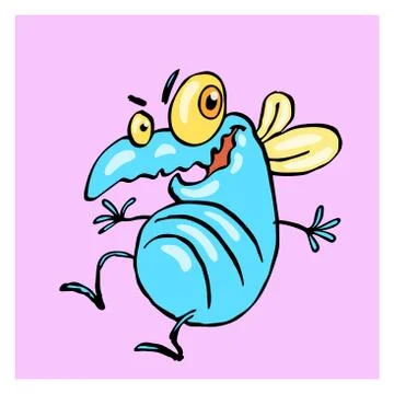 Dancing cute blue fly. vector illustration. Stock Illustration