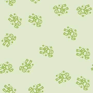 Dancing cute robot line seamless pattern Stock Illustration