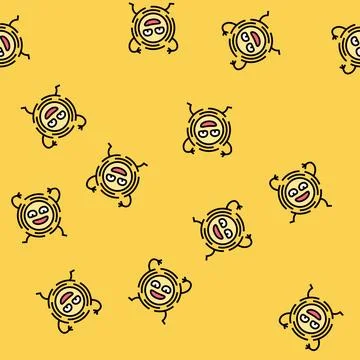 Dancing cute sun character vector seamless pattern Stock Illustration