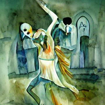 Dancing on dead bodies Stock Illustration