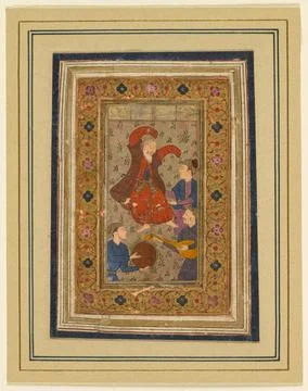 A dancing dervish and three musicians, from a Divan (Collected Poems) of Ur.. Stock Photos