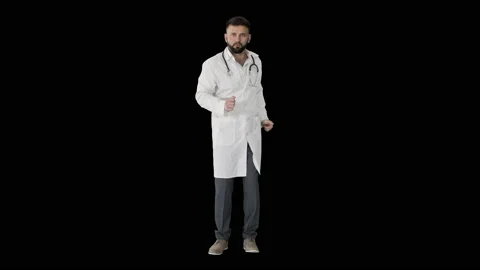 Dancing doctor doing some moves, Alpha Channel 스톡 동영상 133249329