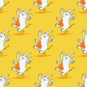 Dancing elephant seamless pattern Stock Illustration