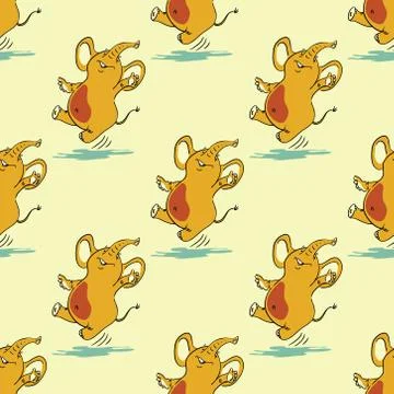 Dancing elephant seamless pattern Illustrazione stock