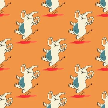 Dancing elephant seamless pattern Illustrazione stock