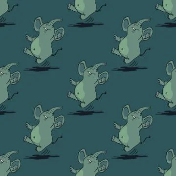 Dancing elephant seamless pattern Stock Illustration