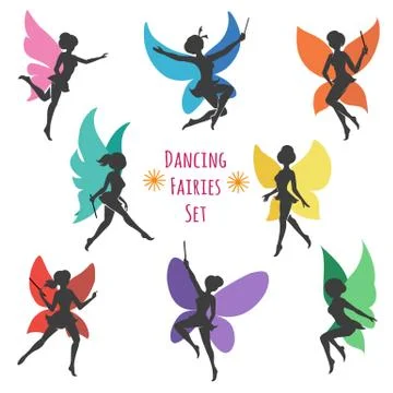Dancing Fairies Set Stock Illustration