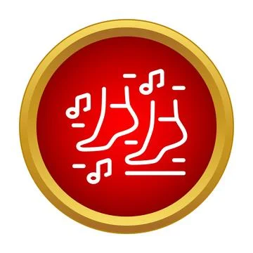 Dancing feet with music notes on red icon Illustrazione stock