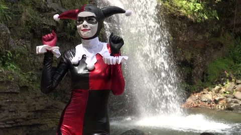 Dancing Female Cosplay Jester Video stock 61377331