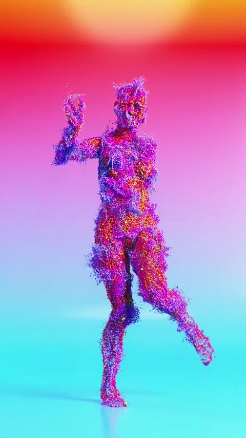 Dancing Female Figure Consisting Of Globules  Stock Footage 295791906