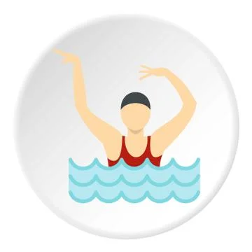 Dancing figure in a swimming pool icon circle Stock Illustration