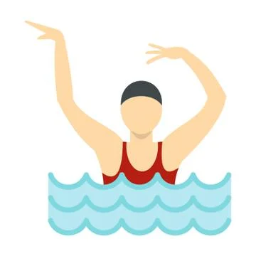 Dancing figure in a swimming pool icon, flat style Stock Illustration