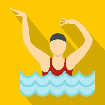 Dancing figure in a swimming pool icon, flat style Stock Illustration