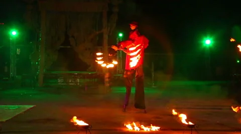 Dancing with fire Stock Footage 53541933