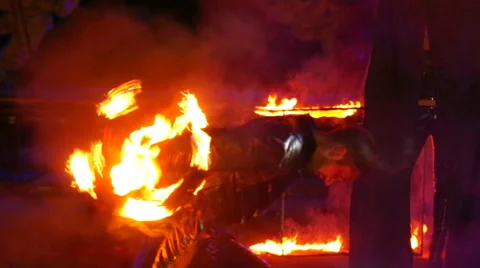 Dancing with fire Stock Footage 53542534