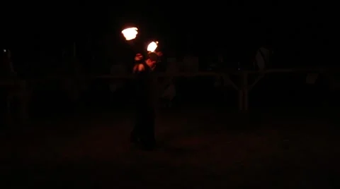 Dancing with fire Stock Footage 56030111
