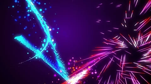 Dancing Fireworks Particles Light Streak Looping Motion 4K Stock Footage 70302766