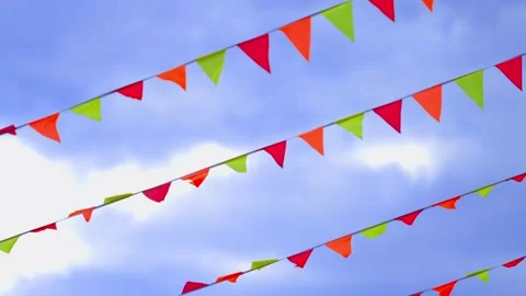 Dancing Flags: A Colorful Aerial Symphony Stock Footage 280677104